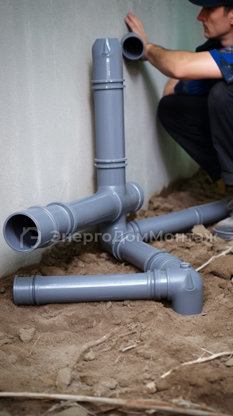 Монтаж канализационных труб в частном доме
